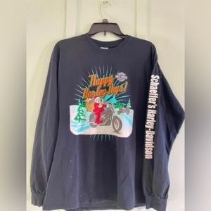Harley w/Santa Dealership Promotional Holiday long sleeve tee, Size L